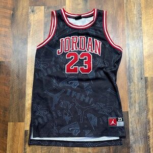 Jordan Black and Red Graphic Basketball Jersey